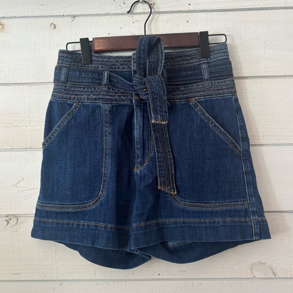 Anthropology Pilcro and the Letterpress Blue Jean Shorts with Paper Bag Waist - Picture 1 of 16